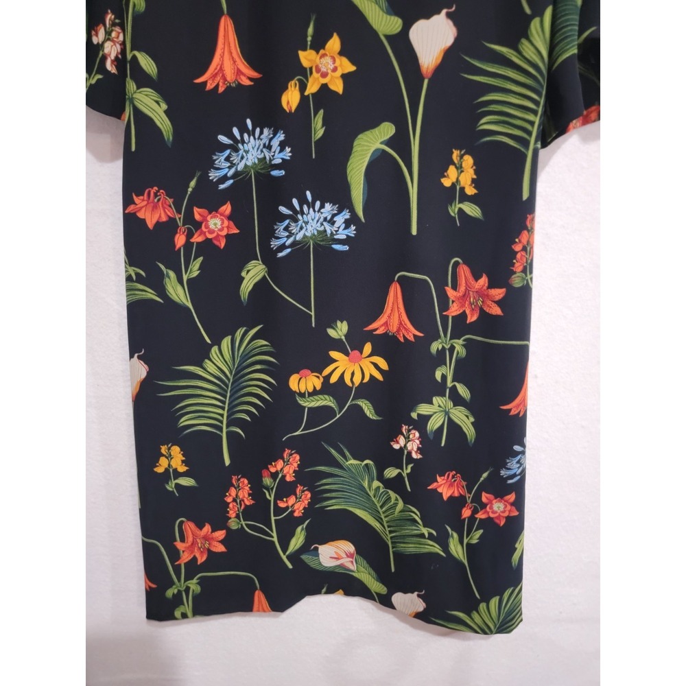 Ann Taylor Botanical Floral Print Back Tie Flutter Sleeve Black Midi Dress‎ 14 - Picture 4 of 11